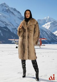 Renee - Brązowy Płaszcz Futerko o Prostym Kroju z Szerokim Kołnierzem Ezilana. Kolor: brązowy. Materiał: futro. Styl: elegancki #1