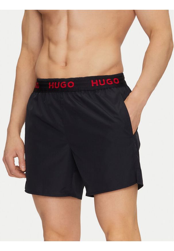 Hugo - HUGO Szorty kąpielowe Tap 50534495 Czarny Regular Fit. Kolor: czarny. Materiał: syntetyk