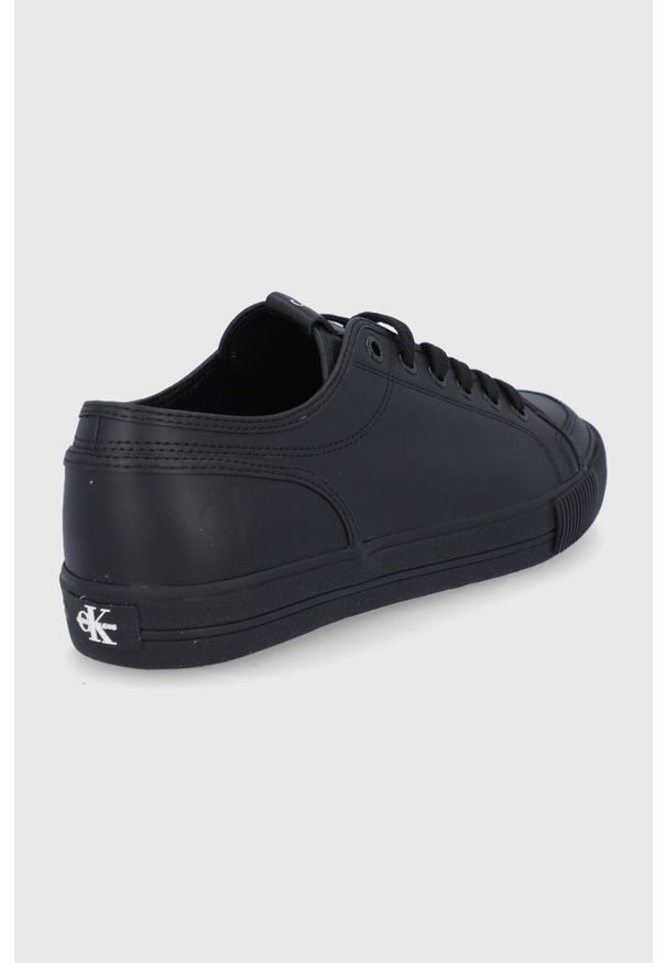 Calvin Klein Jeans Buty skórzane kolor czarny. Nosek buta: okrągły. Zapięcie: sznurówki. Kolor: czarny. Materiał: skóra
