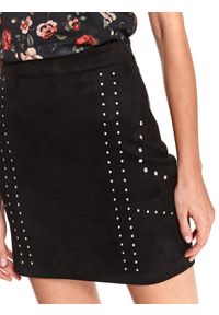 TOP SECRET - Dzianinowa spódniczka mini z kieszeniami. Kolor: czarny. Materiał: dzianina. Wzór: aplikacja. Sezon: zima. Styl: wizytowy #4