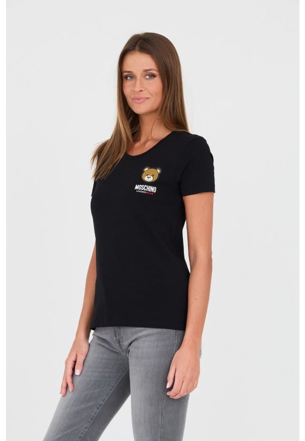 MOSCHINO Czarny t-shirt. Kolor: czarny. Materiał: bawełna