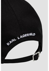 Karl Lagerfeld - KARL LAGERFELD Czarna czapka damska z daszkiem Signature Cap. Kolor: czarny. Wzór: aplikacja, haft. Styl: casual, elegancki #4