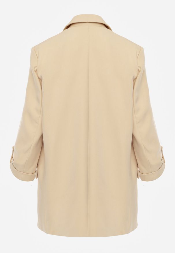 Born2be - Beżowa Marynarka Niezapinana z Kieszeniami i Rękawami 3/4 Fllavia. Kolor: beżowy