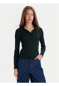 Lacoste Sweter AF4006 Zielony Slim Fit. Kolor: zielony. Materiał: wełna