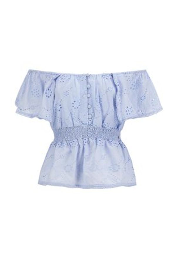 Guess Bluzka Peggy W3GH89 WFG40 Niebieski Regular Fit. Kolor: niebieski. Materiał: bawełna