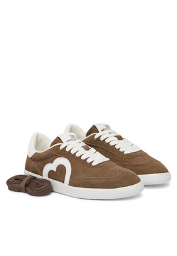 Love Moschino - LOVE MOSCHINO Sneakersy JA15112G1OIG0203 Brązowy. Kolor: brązowy. Materiał: zamsz, skóra