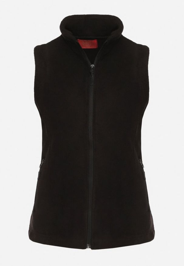 Born2be - Czarna Kamizelka Polarowa z Bawełną Anerrise. Okazja: na co dzień. Kolor: czarny. Materiał: bawełna, polar. Styl: casual