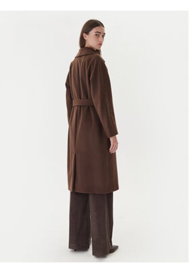 Weekend Max Mara Płaszcz wełniany Resina 2525016102 Brązowy Regular Fit. Kolor: brązowy. Materiał: wełna