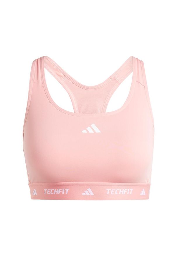 Adidas - Biustonosz Techfit Medium-Support. Kolor: różowy. Materiał: materiał. Technologia: Techfit (Adidas)