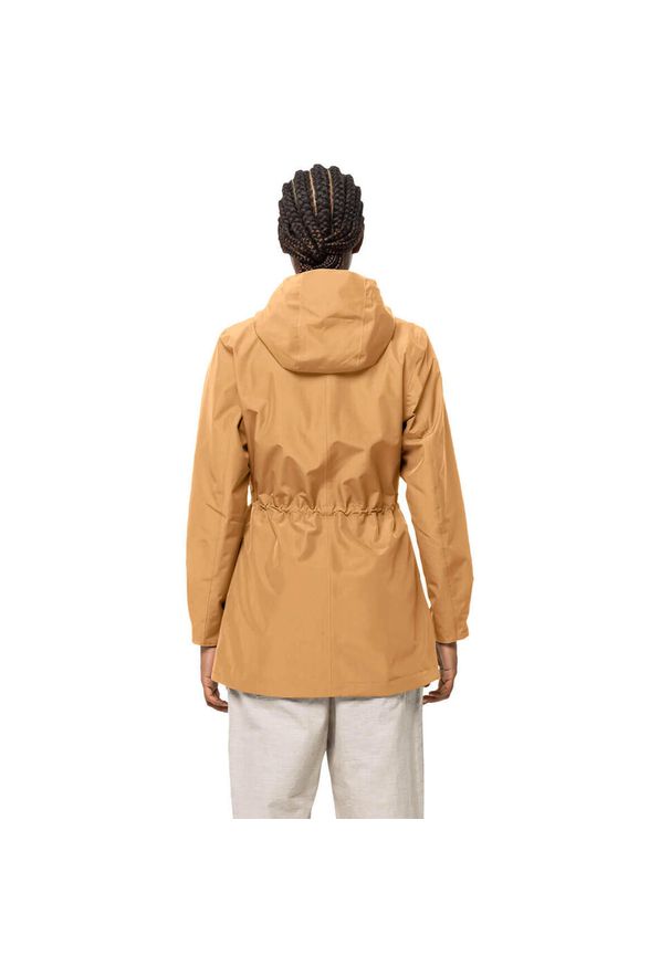 Kurtka przeciwdeszczowa damska Jack Wolfskin Dakar Parka. Kolor: beżowy. Sport: turystyka piesza