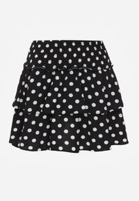Born2be - Czarna Spódnica Mini w Kropki z Falbankami Xanitta. Kolor: czarny. Wzór: kropki #7