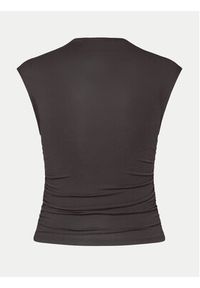 Gina Tricot Top 20883 Beżowy Slim Fit. Kolor: beżowy, szary. Materiał: wiskoza #5