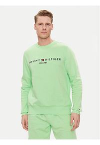 TOMMY HILFIGER - Tommy Hilfiger Bluza Logo MW0MW11596 Zielony Regular Fit. Kolor: zielony. Materiał: bawełna, syntetyk