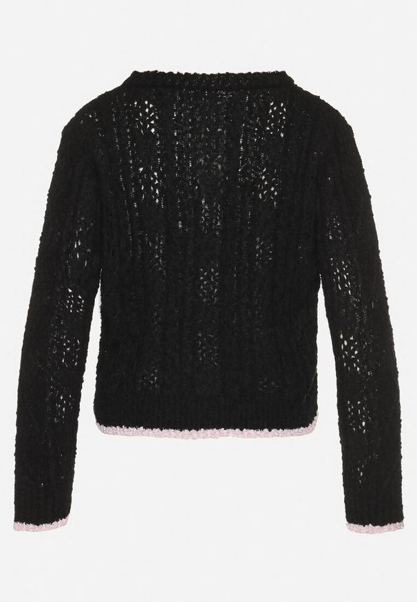 Born2be - Czarny Kardigan z Wiskozą na Guziki i Imitacją Kieszeni Liales. Okazja: na co dzień. Kolor: czarny. Materiał: wiskoza. Styl: elegancki, casual