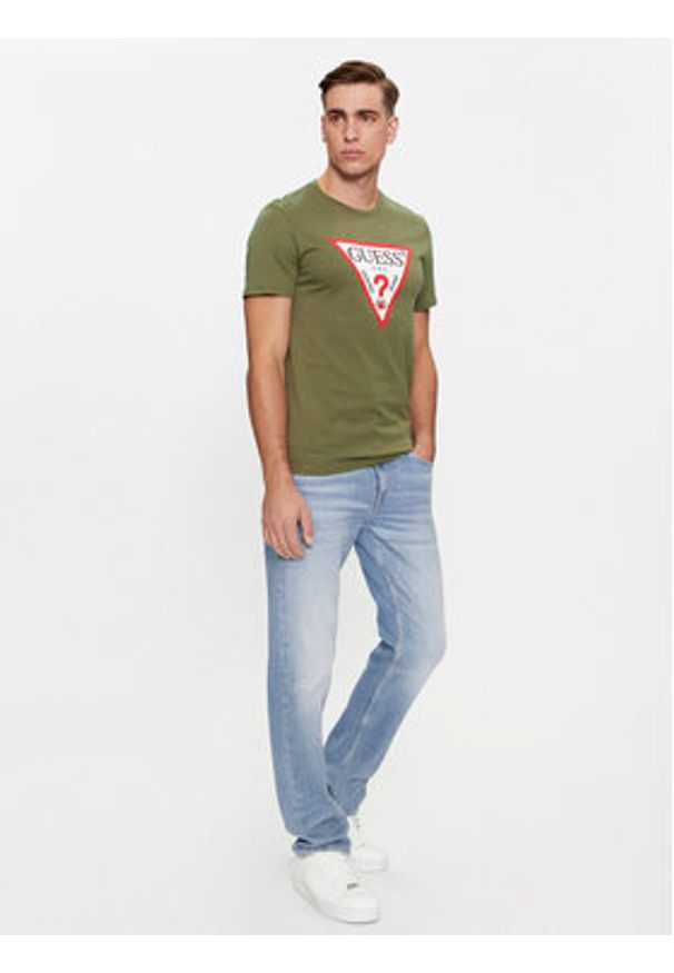 Guess T-Shirt Logo M2YI71 I3Z14 Zielony Slim Fit. Kolor: zielony. Materiał: bawełna