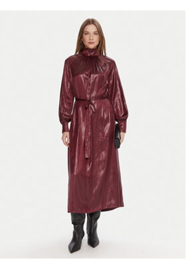 LOLA CASADEMUNT Sukienka koktajlowa LF2516017 Bordowy Regular Fit. Kolor: czerwony. Materiał: syntetyk. Styl: wizytowy