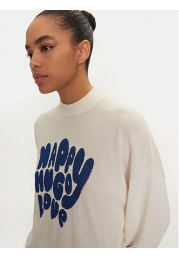 Hugo Sweter Sidara 50522527 Écru Regular Fit. Materiał: bawełna