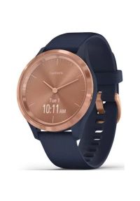 Smartwatch GARMIN Vivomove 3S 39 mm Różowozłota ramka ze stali nierdzewnej z granatową kopertą i silikonowym paskiem 010-02238-23. Rodzaj zegarka: smartwatch. Kolor: niebieski, złoty, wielokolorowy. Styl: elegancki #1