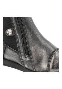 Botki damskie Marshall, ocieplane i płaskiej podeszwie, niklowe, 6306-SC1P. Okazja: na co dzień. Zapięcie: zamek. Kolor: czarny. Materiał: skóra. Sezon: zima, jesień. Obcas: na płaskiej podeszwie. Styl: casual, elegancki, klasyczny #4
