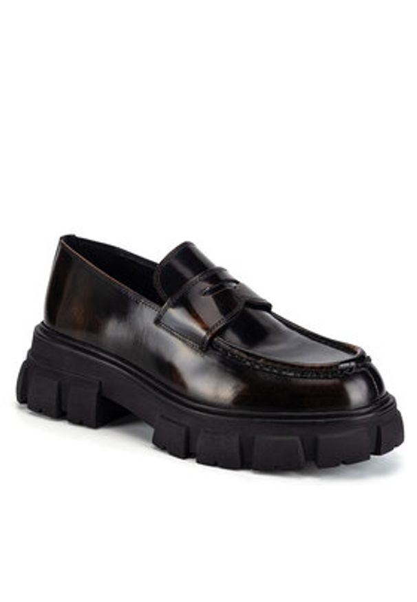 Badura Loafersy ELANA-01WI-002 Brązowy. Kolor: brązowy. Materiał: skóra, lakier