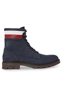 TOMMY HILFIGER - Tommy Hilfiger Trapery Corporate Hilfiger Nubuck Boot FM0FM04801 Niebieski. Kolor: niebieski. Materiał: skóra