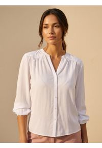 Sinsay - Koszula z marszczeniami - biały. Kolor: biały