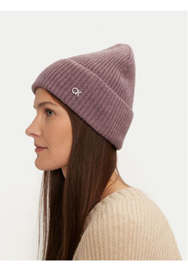 Calvin Klein Czapka Chunky K60K612873 Fioletowy. Kolor: fioletowy. Materiał: wełna, materiał