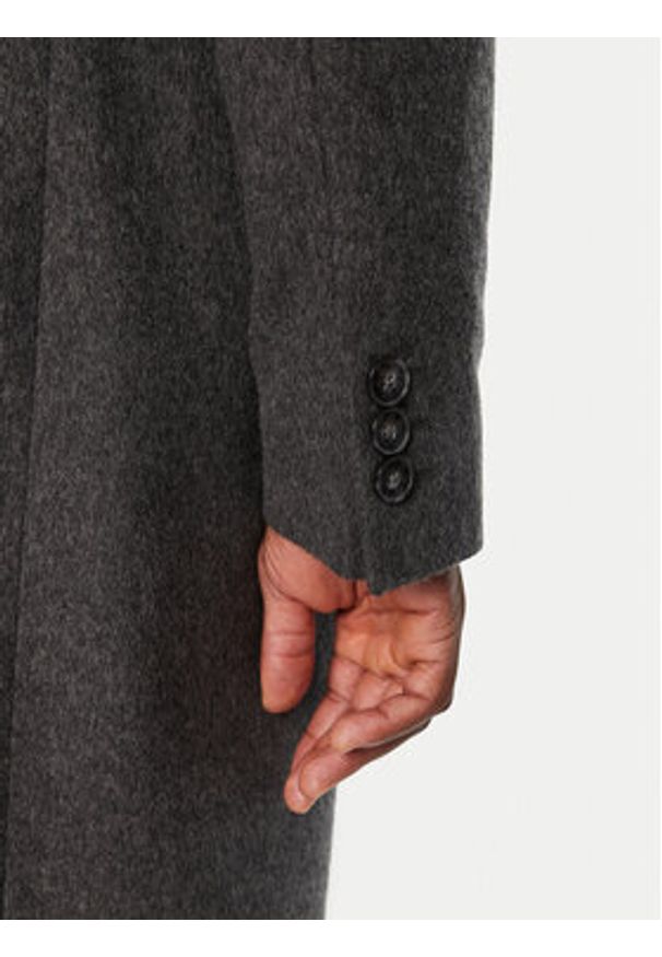 BOSS - Boss Płaszcz wełniany H-Hyde 50525739 Szary Slim Fit. Kolor: szary. Materiał: wełna