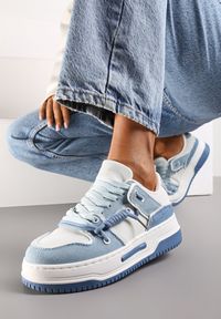 Renee - Niebieskie Sneakersy na Platformie z Ozdobnymi Sznurówkami Aqara. Kolor: niebieski. Obcas: na platformie