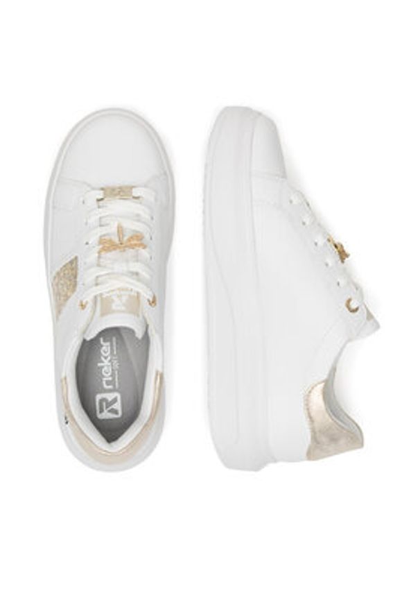 Rieker Revolution Lifestyle Sneakersy W1202-82 Biały. Kolor: biały. Materiał: skóra, syntetyk