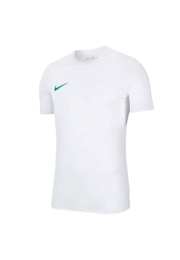 Nike - Męska Koszulka Z Krótkim Rękawem Dry Park VII. Kolor: zielony, biały, wielokolorowy. Długość rękawa: krótki rękaw. Długość: krótkie. Sport: turystyka piesza