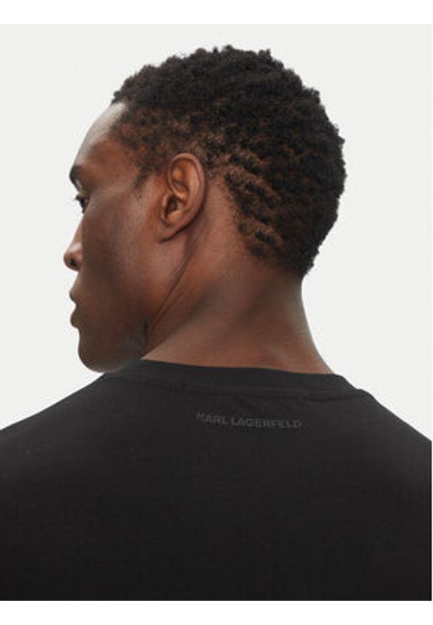 Karl Lagerfeld - KARL LAGERFELD T-Shirt 755058 552235 Czarny Regular Fit. Typ kołnierza: dekolt w karo. Kolor: czarny. Materiał: bawełna