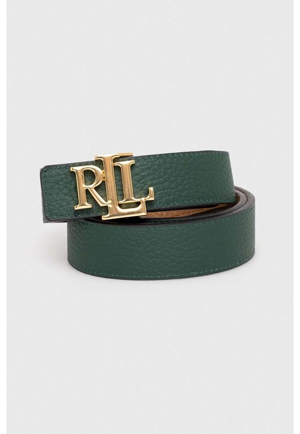 Lauren Ralph Lauren pasek skórzany dwustronny kolor zielony. Kolor: zielony. Materiał: skóra