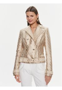 Guess Kurtka z imitacji skóry Olivia Moto Jacket W3YL25 WFIR2 Beżowy Regular Fit. Kolor: beżowy. Materiał: syntetyk