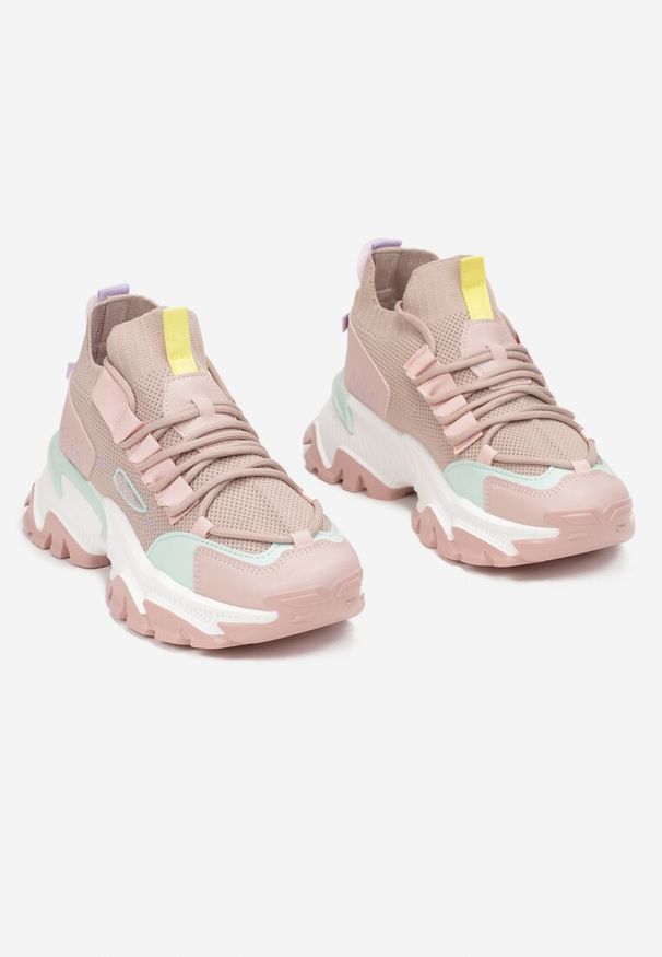 Born2be - Różowe Sneakersy Orilea. Kolor: różowy. Materiał: materiał. Szerokość cholewki: normalna. Wzór: aplikacja
