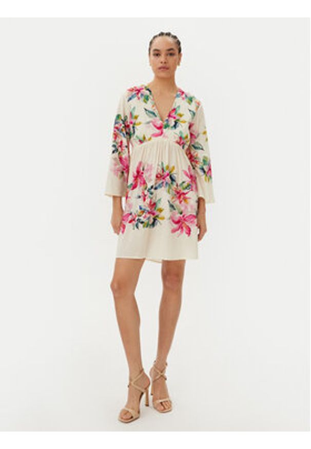 TwinSet - TWINSET Sukienka letnia 251LB2UBB Écru Regular Fit. Materiał: wiskoza. Sezon: lato