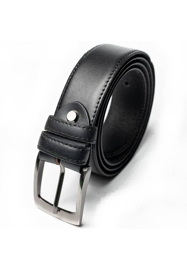 Inny - Pasek męski czarny PSN-01-D1 BLACK. Kolor: czarny. Materiał: skóra. Styl: klasyczny