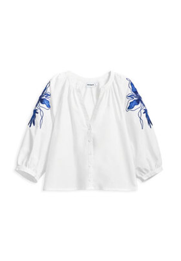 Desigual Bluzka Cratos 25SWBW03 Biały Loose Fit. Kolor: biały. Materiał: bawełna