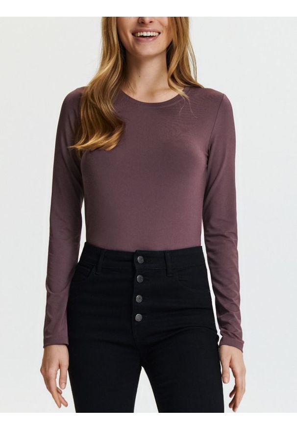 Sinsay - Koszulka z długimi rękawami - fioletowy. Kolor: fioletowy. Długość rękawa: długi rękaw. Długość: długie