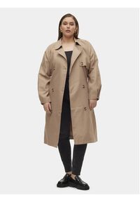 Vero Moda Curve Trencz Doreen 10307261 Beżowy Regular Fit. Kolor: beżowy. Materiał: syntetyk