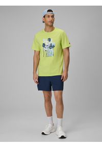 4f - 4F T-shirt oversize z nadrukiem męski - zielony S. Okazja: na co dzień. Kolor: zielony. Materiał: jersey, bawełna, materiał, dzianina. Wzór: nadruk. Styl: klasyczny, wakacyjny, elegancki, casual, sportowy #2