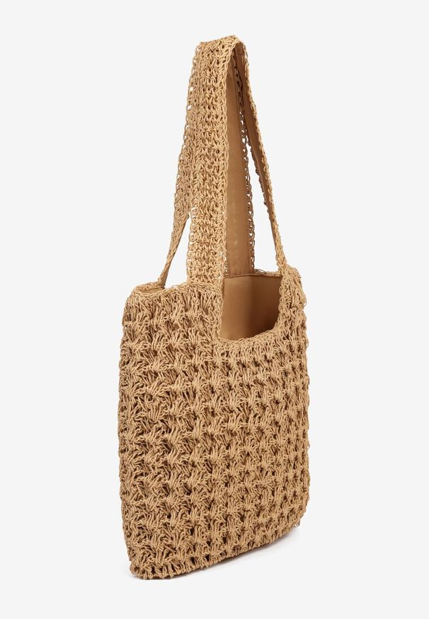 Renee - Ciemnobeżowa Torebka Shopperka z Plecionki Galtera. Kolor: beżowy. Styl: casual