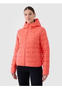 4f - 4F Kurtka puchowa z wypełnieniem z recyklingu damska - czerwona XXL. Okazja: na co dzień. Typ kołnierza: kaptur. Kolor: czerwony. Materiał: puch. Długość: długie. Styl: casual, klasyczny, sportowy #1