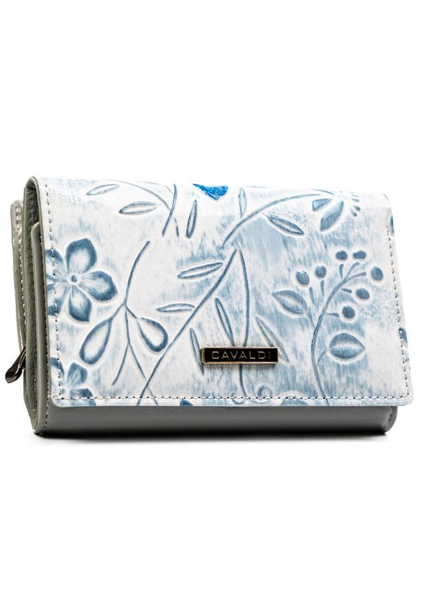 4U CAVALDI - Pojemny portfel damski w kwiaty zamykany na zatrzask - 4U Cavaldi. Wzór: kwiaty