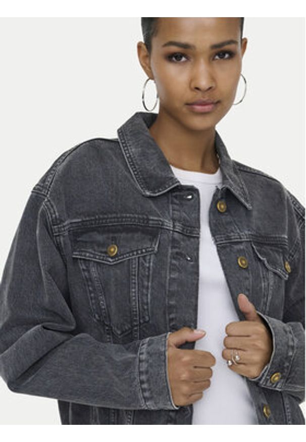 only - ONLY Kurtka jeansowa Harper 15363548 Czarny Regular Fit. Kolor: czarny. Materiał: bawełna