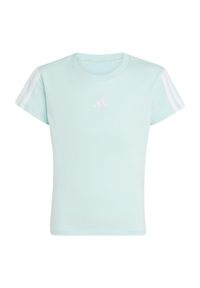Adidas - Koszulka Essentials Kids. Kolor: biały, wielokolorowy, niebieski. Materiał: bawełna, materiał