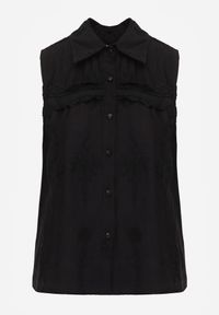 Born2be - Czarna Wiskozowa Koszula Bez Rękawów w Stylu Boho z Haftem Viviebelle. Okazja: na co dzień. Kolor: czarny. Materiał: wiskoza. Długość rękawa: bez rękawów. Wzór: haft. Styl: boho #5