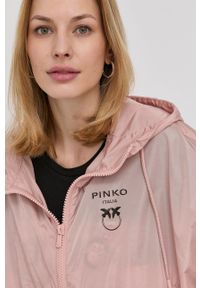 Pinko Kurtka damska kolor różowy przejściowa. Kolor: różowy. Materiał: materiał. Wzór: gładki