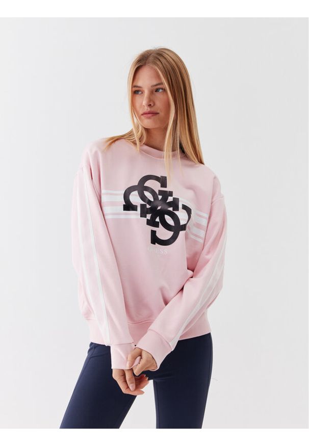 Guess Bluza V3YQ17 KBV71 Różowy Regular Fit. Kolor: różowy. Materiał: bawełna