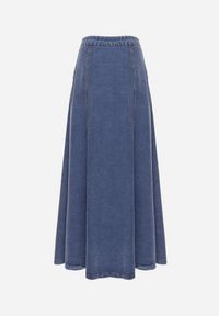 Born2be - Granatowa Trapezowa Spódnica Maxi Bawełniana Jeansowa z Guzikami i Kieszeniami z Klapami Zrissa. Okazja: na co dzień. Kolor: niebieski. Materiał: bawełna, jeans. Styl: casual, elegancki #5